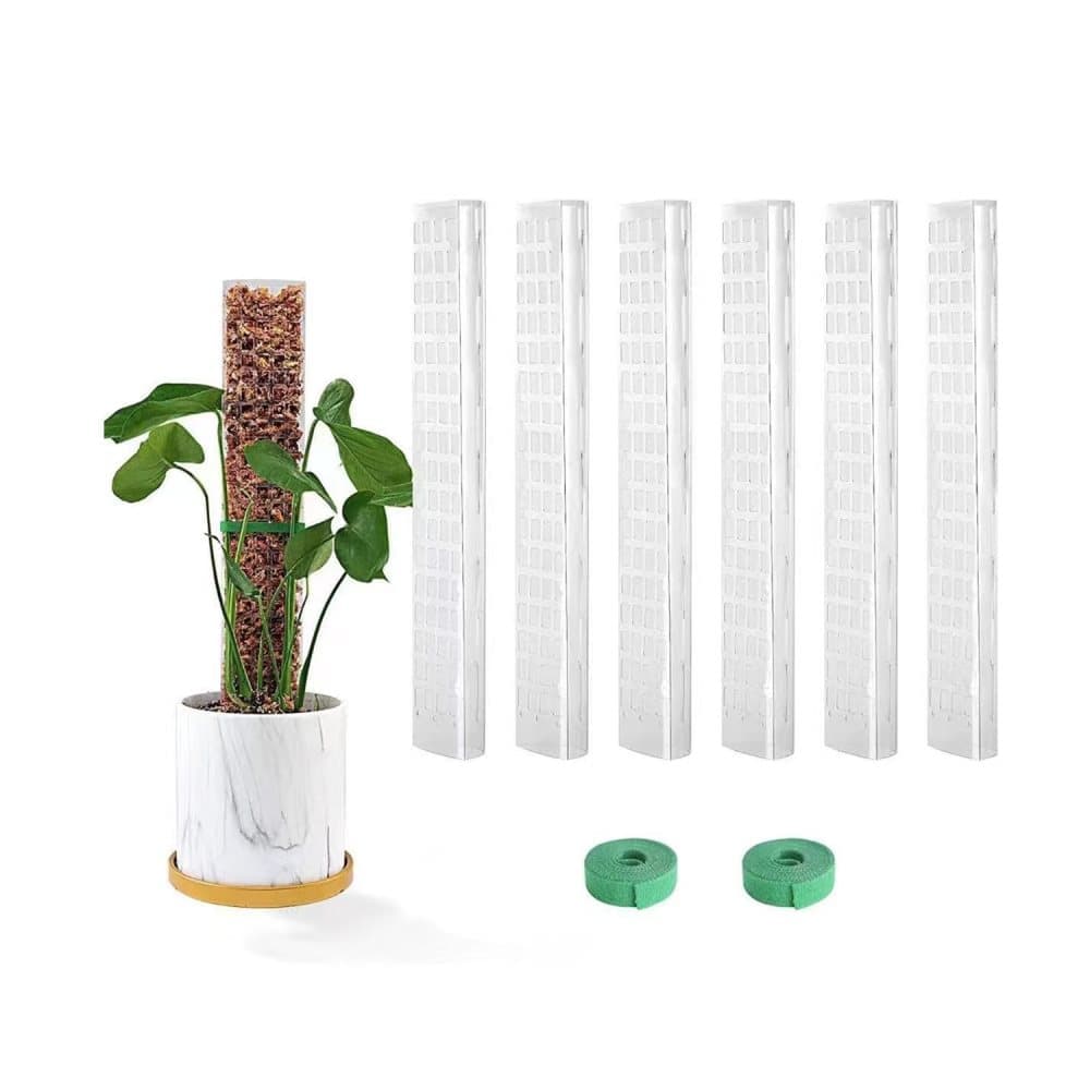 6 pcs Climbing Plant Moss Stakes with Garden Ties, Plastic, 10 Pack