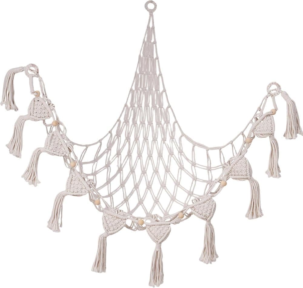 1 Pack Toy Storage Hammock and Organizer Net for Soft Toys, White