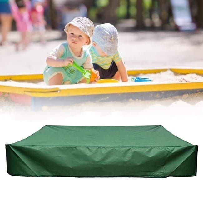 Waterproof Sandbox Cover 120x120cm, Green, UV Protection Dustproof Oxford Fabric with Drawstring, Portable for Garden Pool Furniture