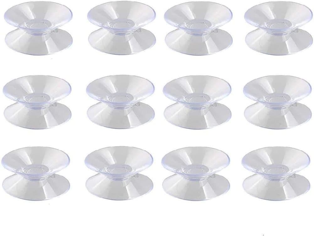 12pcs Non-Slip Suction Cups for Glass Tabletop, Transparent PVC Plastic, Double-Sided