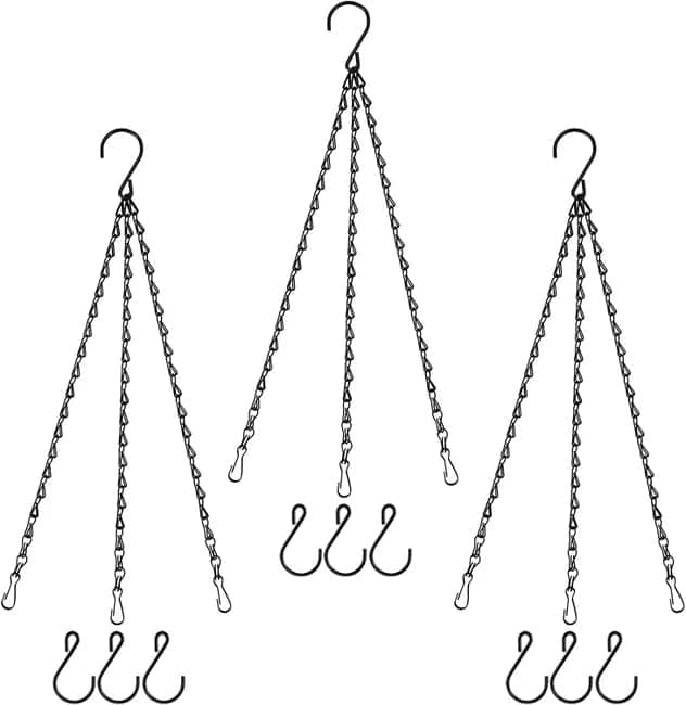 3-Pack Metal Hanging Chains for Plant Supports Bird Feeders Lanterns Wind Chimes with Strong Hooks, Outdoor Use