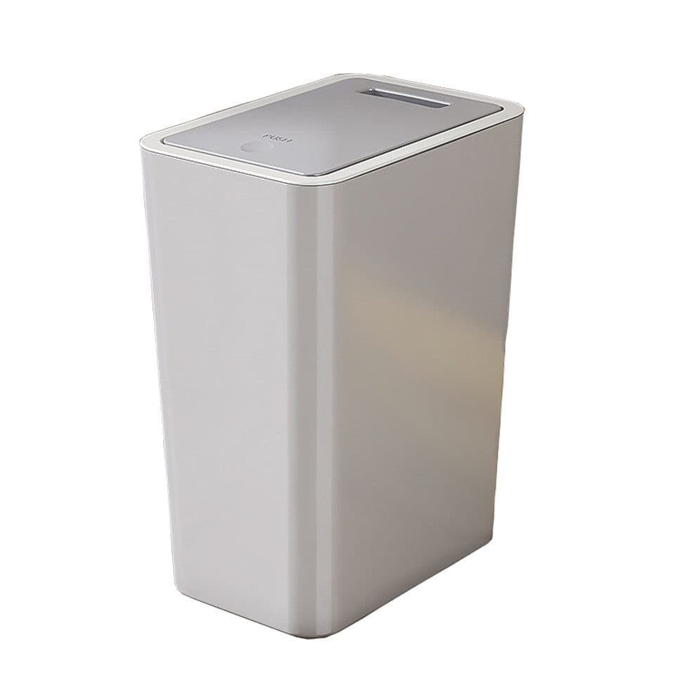 10L Gray Trash Can with Lid, Durable Corrosion-Resistant Odor and Leak Proof for Kitchen Bathroom Living Room, 10L