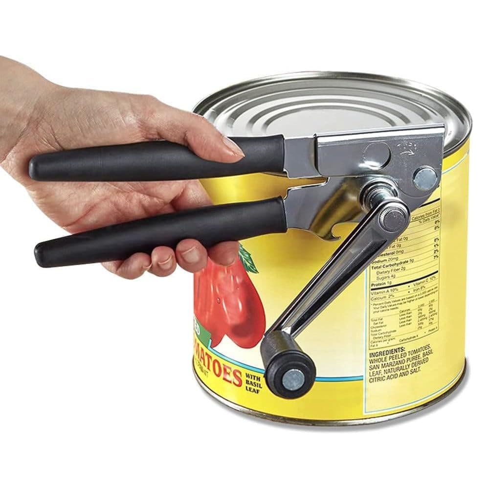 Manual Can Opener with Crank Handle, Foldable, Carbon Steel Blade, 5.2x22 cm, for Kitchen and Camping