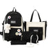 5-Piece School Backpack Set for Students and Teenagers, Black