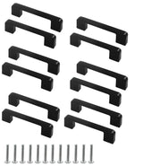 12 pcs Black Stainless Steel Cabinet Handles, 128/192 mm, Compatible with Furniture