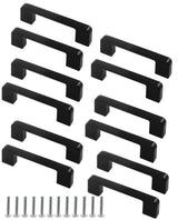 12 pcs Black Stainless Steel Cabinet Handles, 128/192 mm, Compatible with Furniture