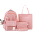 Cute Rabbit Ears School Backpack for Girls 4-Piece with Multiple Compartments Large Space, Pink, Compatible with Teenage & High School