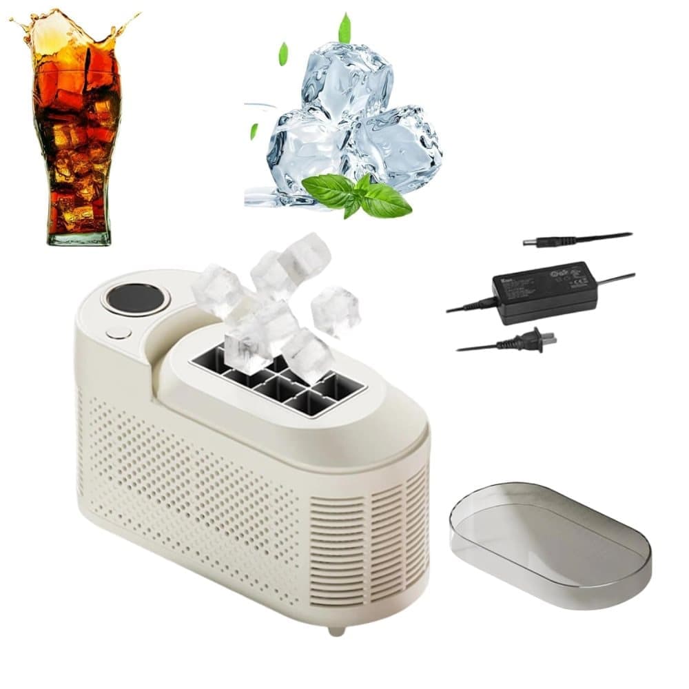 Portable Ice Machine Fast Ice Production in 10-15 Minutes Energy-Efficient Small Ice Maker with Low Noise Level Compatible with Car Use, White