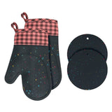 1 Pair Heat-Resistant Oven Mitts and Grill Gloves with Anti-Slip for Kitchen Cooking Baking, Gray