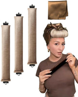4-Piece Heat-Free Hair Curlers, Flexible No-Heat Hair Rollers with Hook, Brown, 4-Piece