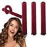 4-Piece Heat-Free Hair Curlers for All Hair Types, Flexible Curling Rollers with Hook, Gentle No Heat Hair Care, red