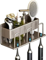 3-Piece Toothbrush Holder with Cup, Wall Mounted No Drilling Aluminum, Compatible with Oral-B, Light Gray