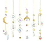 Solar Wind Chimes 6-pack with Crystal Pendants, Reflects Light for Beautiful Patterns, 12 inches, Gold
