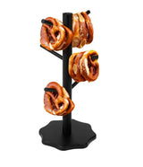 1-Pack Black Tree-Shaped Wooden Pretzel Stand, Bamboo, for Restaurant Cafe Bar Kitchen Decoration, Compatible with Pretzels
