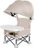 Foldable Highchair for Children with Sunshade and Removable Food Tray, Portable, Beige