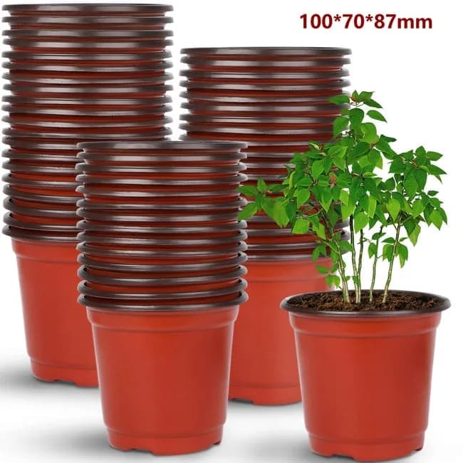 100pcs Reusable Plastic Planting Pots for Indoor and Outdoor Flower Growing, 100mm