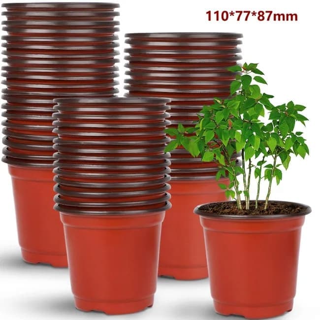 100pcs Reusable Plastic Planting Pots for Indoor and Outdoor Flower Growing, 110mm