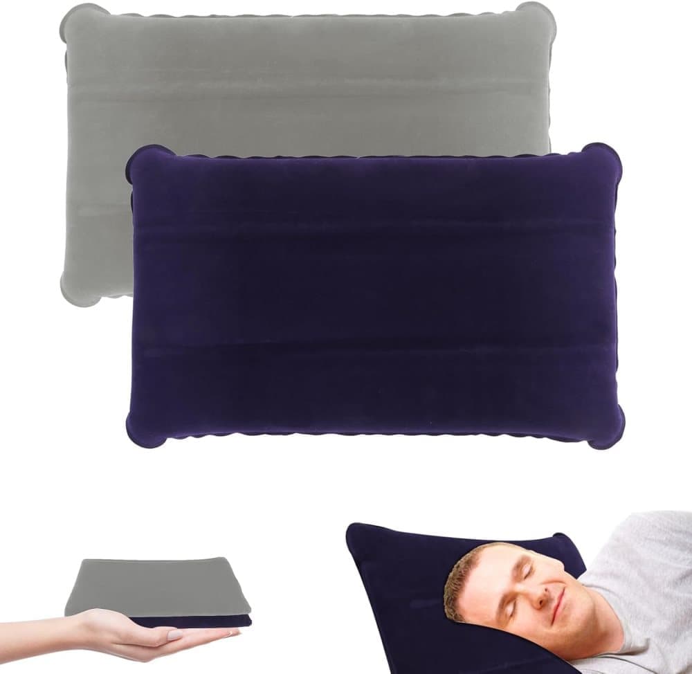 2-Pack Inflatable Travel Pillow, Compact Headrest Pillow for Camping and Travel, , SZ2