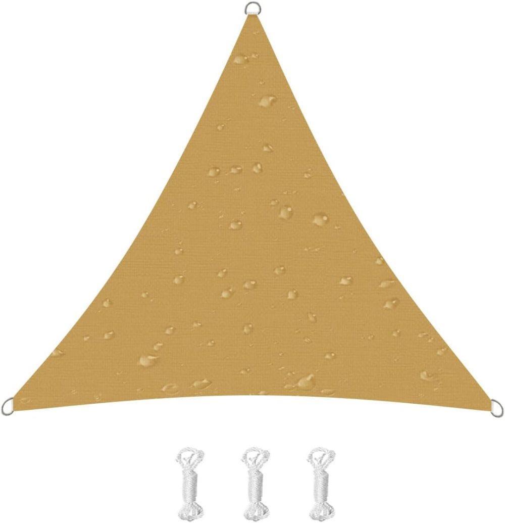 3.6x3.6x3.6m Waterproof Outdoor Triangular Sun Sail UV-Protective Shade Net for Camping Garden Terrace and Pool, Dark yellow