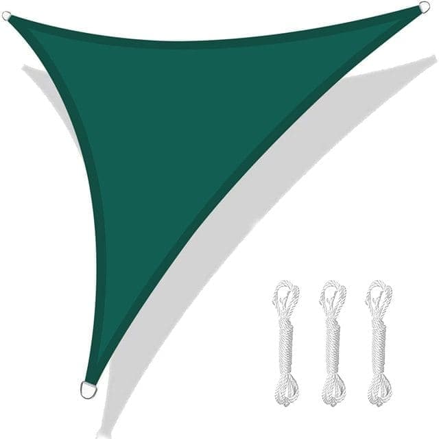 5x5x5m Waterproof Outdoor Sun Sail UV-Protective Triangle Shade Net for Camping Garden Terrace and Pool, Dark green