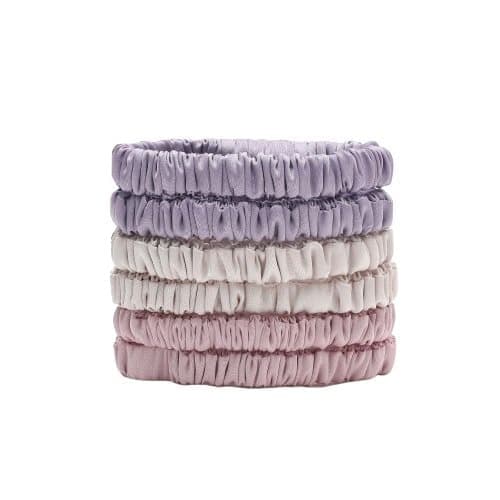6-Pack Silk Scrunchies Hair Bands 100% Mulberry Silk Gentle No Damage High Elasticity, 16 Momme