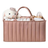 Breathable Water Resistant Baby Diaper Storage Basket Dark Pink, Large Capacity, Perfect for Home and Travel