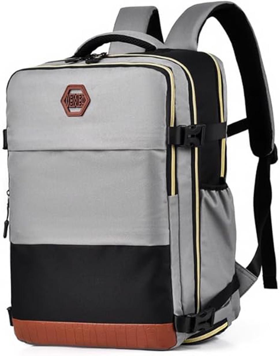 28L Multifunctional Backpack with Shoe Compartment for School Travel Work, Gray, 28x19x42 cm