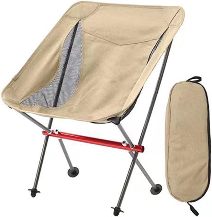 Lightweight Folding Camping Chair with Carry Bag, Padded Collapsible Sun Chair for Hiking, Portable and Comfortable, Beige
