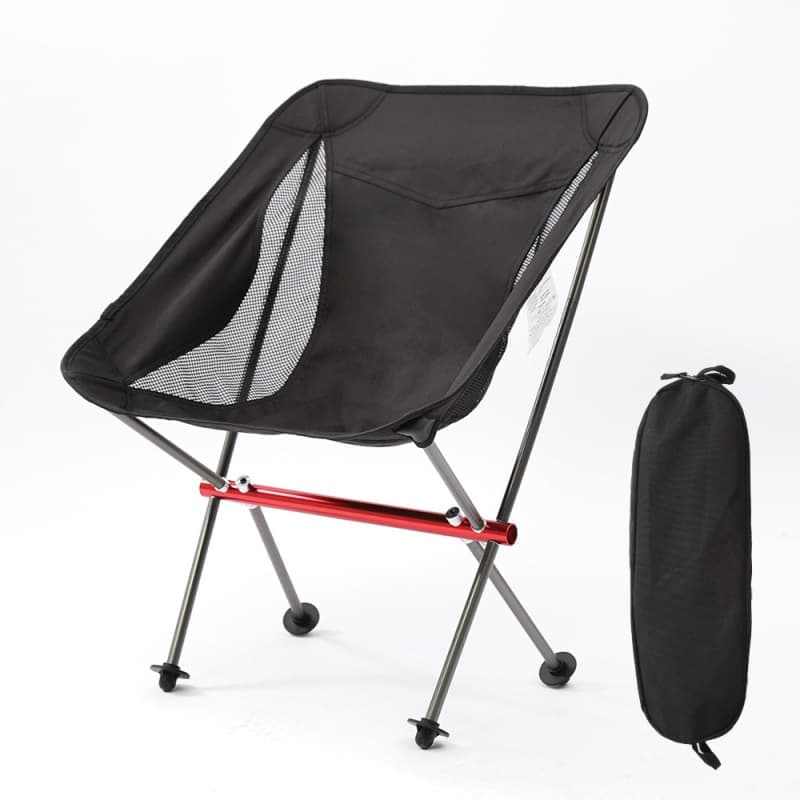 1 Lightweight Folding Camping Chair with Carry Bag, Padded Collapsible Sun Chair in Aluminum, Black