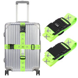2-Pack Reflective Luggage Strap with Combination Lock for Suitcase, Green, Fits Most Sizes
