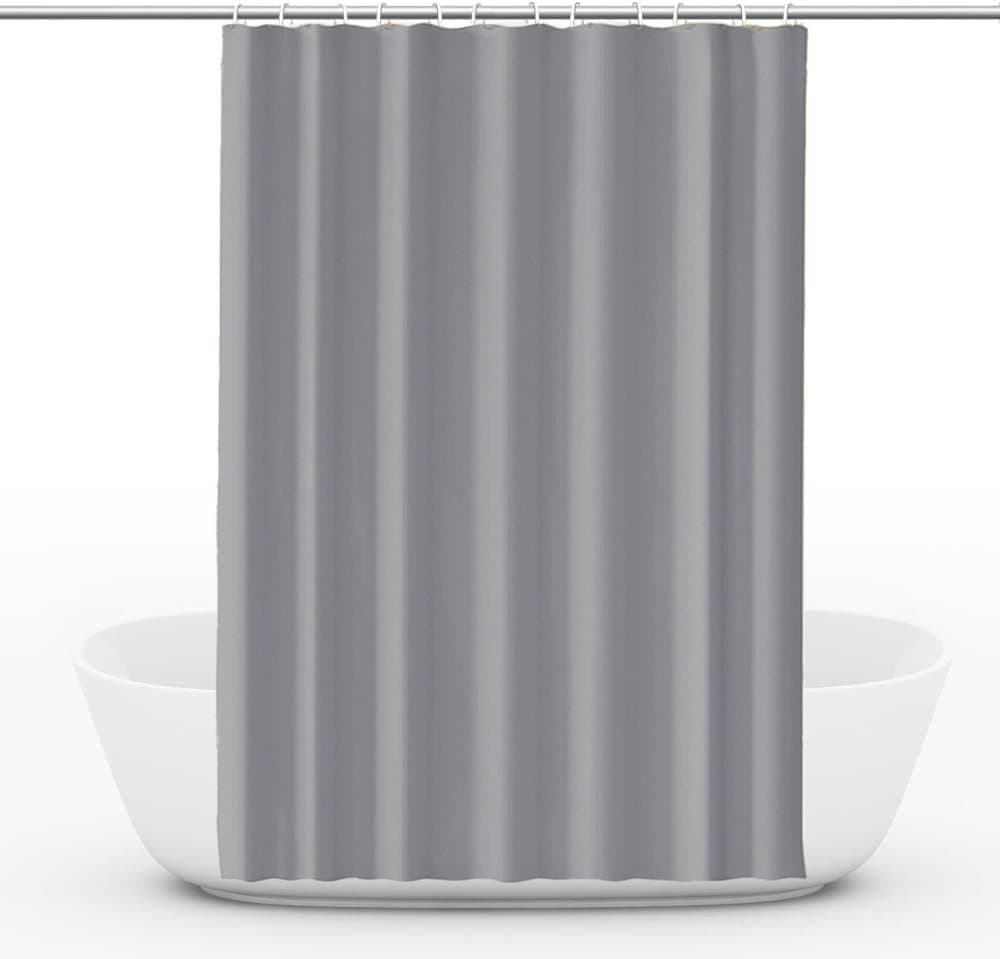 12 Hooks Reinforced PEVA Shower Curtain Waterproof Mildew Resistant Durable Quick-Drying, 72x72 inches, Gray
