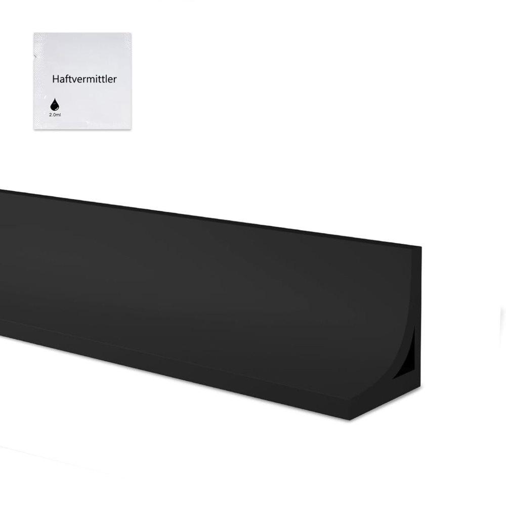 3M Flexible Silicone Shower Threshold Water Barrier, 3 cm High, Black, Waterproof Strip to Prevent Splashes