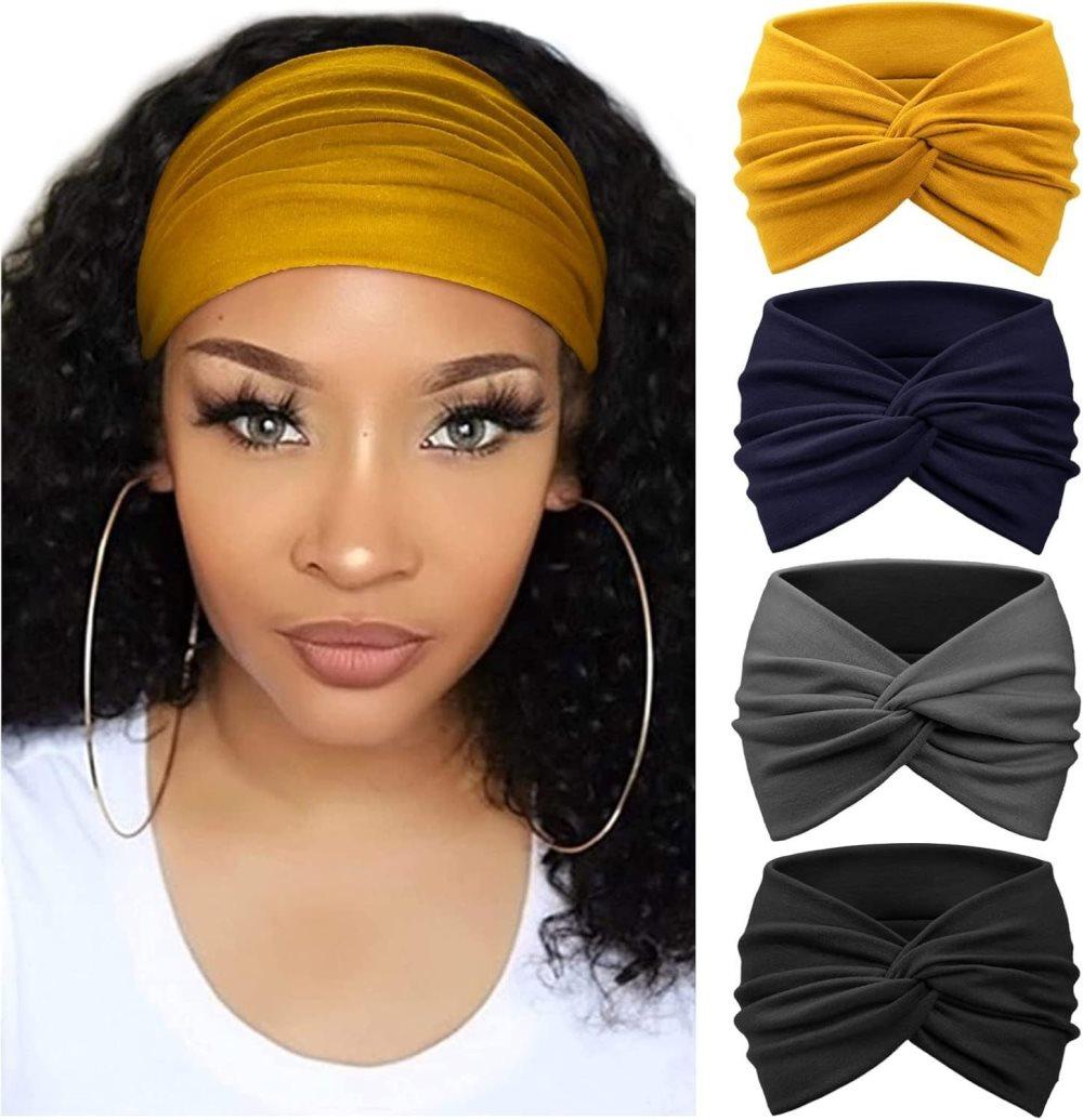 4 pcs Elastic Hair Band Headband for Yoga Training, Patterned