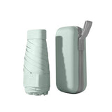 Portable Mini 6-Fold UV Protection Umbrella for Sun and Rain, Ultralight Compact, Light Green
