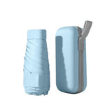 Portable Mini 6-Fold Capsule Umbrella with UV Protection for Sun and Rain, Ultralight, Light Blue