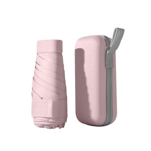 6-Fold Portable Mini Umbrella UV Protection for Sun and Rain, Ultralight Compact, Pink