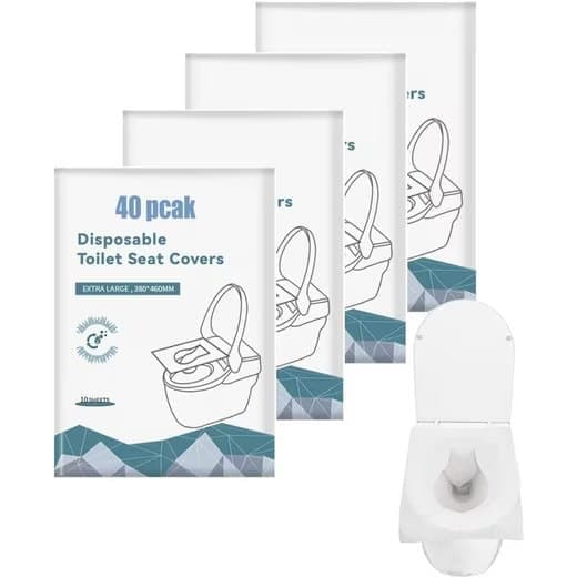40 pcs Biodegradable Toilet Seat Covers, Flushable Travel Toilet Covers, 38x46cm