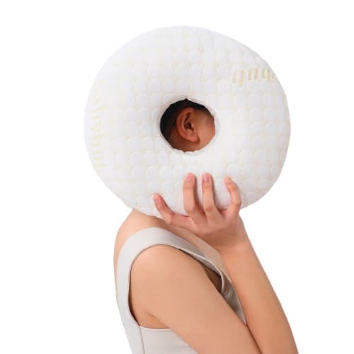 Orthopedic Pillow with Ear Holes for Side Sleeping, Super Microfiber Bamboo Fiber Perforated Pillow, Comfortable and Ear-Friendly, Gold