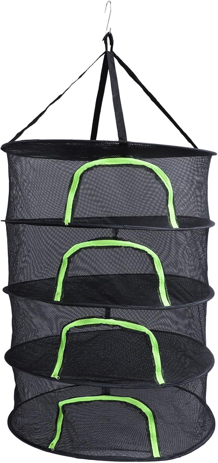 3 Layer Hanging Drying Net, 40x60cm, Foldable with Zipper for Plants Seeds and Fish