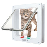 4-Way Locking Cat Flap for Small Dogs and Cats, Easy Installation, White, S