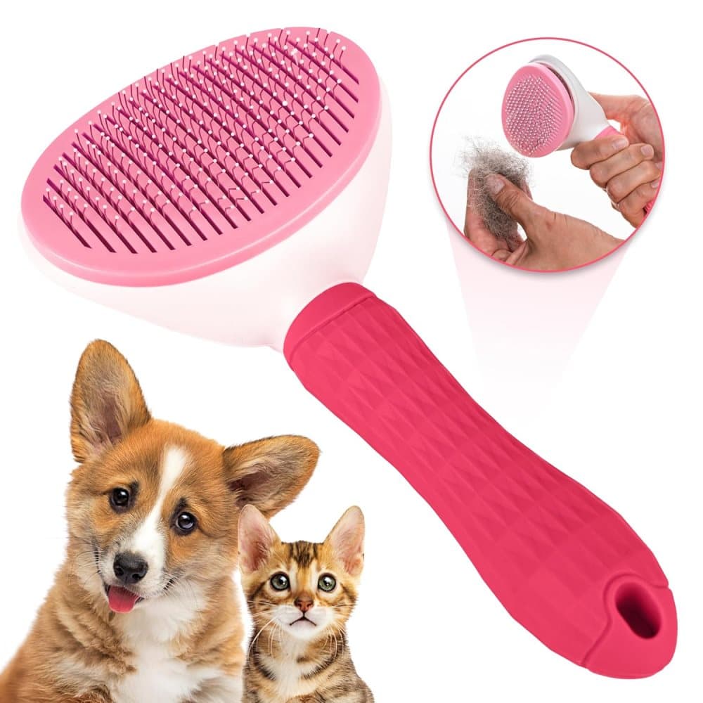 Dog brush and fur brush for dogs and cats, Pink