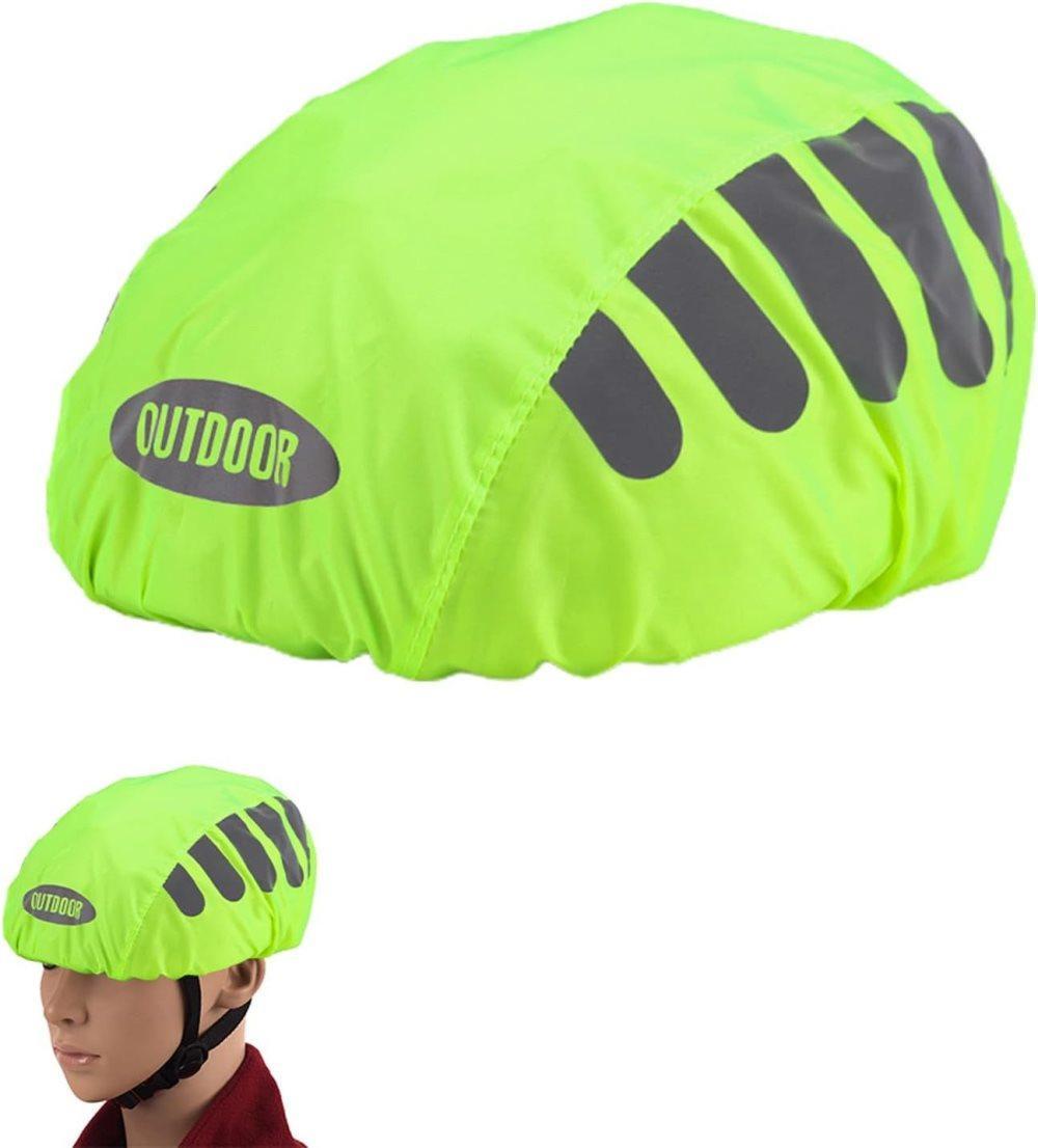 Reflective Bicycle Helmet Cover, Water and Wind Resistant Rain Cover, Green
