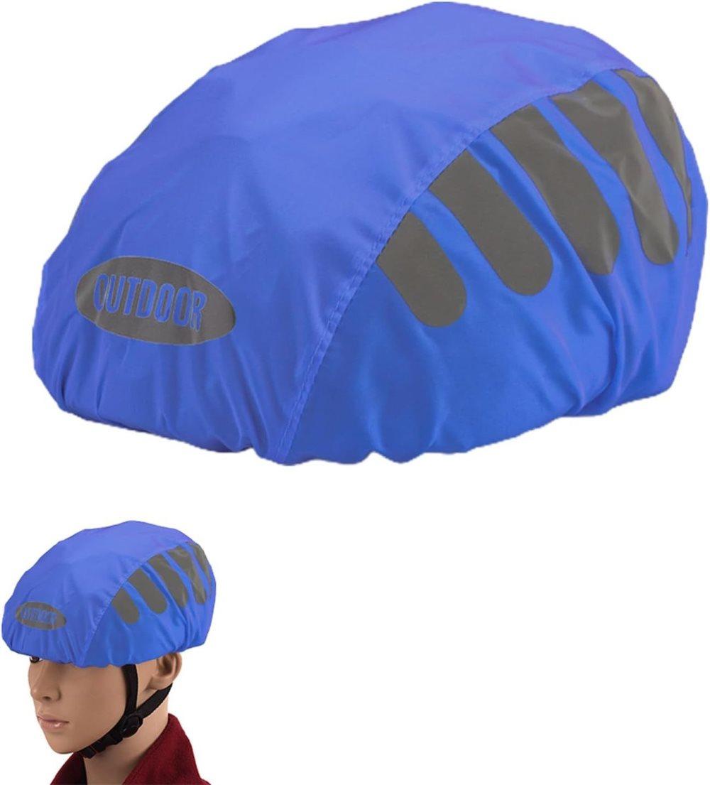 Reflective Bicycle Helmet Cover, Wind and Water Resistant, Universal Fit, Blue