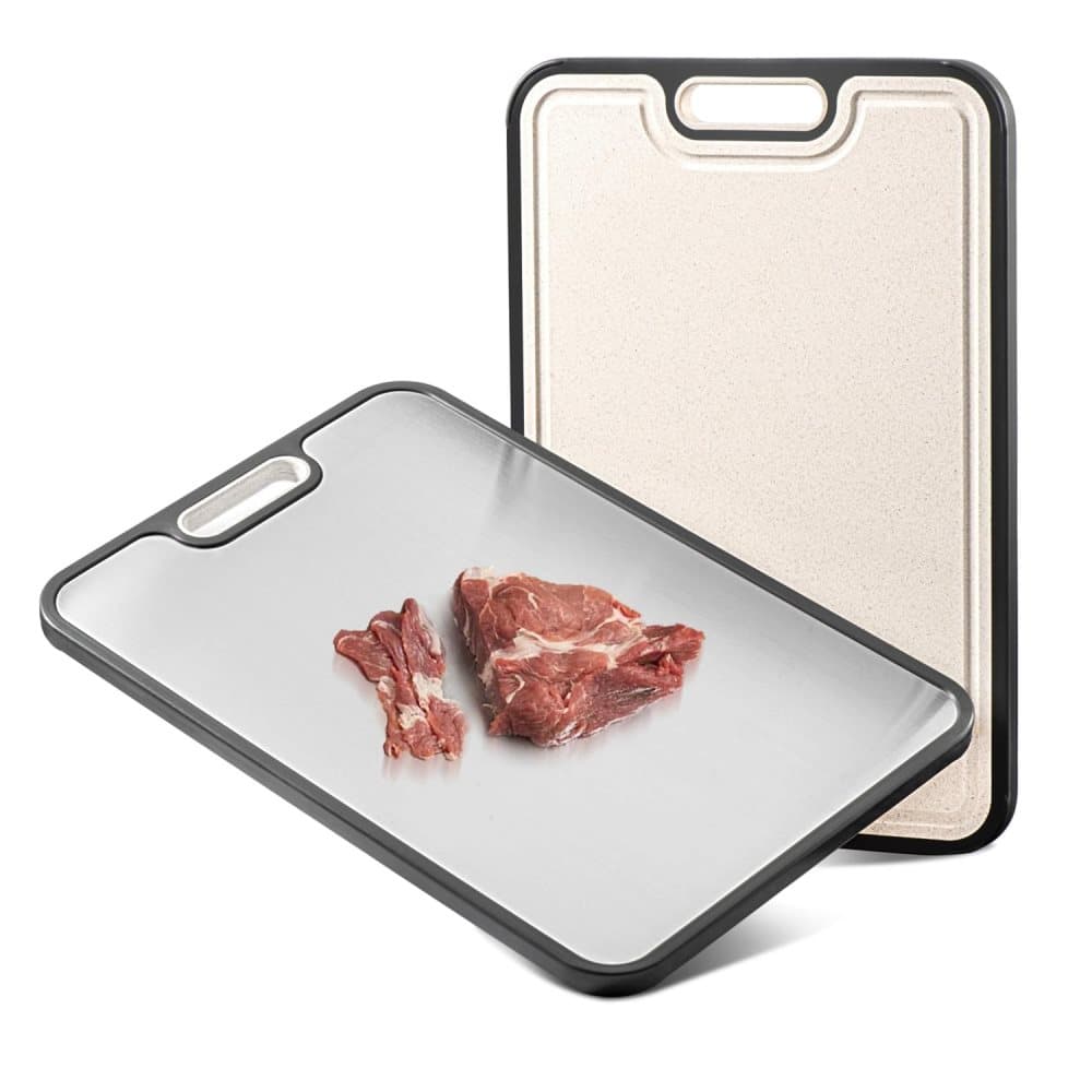 Reversible Cutting Board Titanium PP or Stainless Steel PP, Food Grade Non-Slip Durable Multifunctional, SZ1
