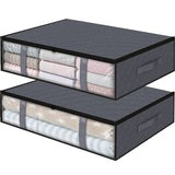 2-Pack Foldable Storage Boxes for Clothes and Blankets, Under-Bed Drawers, Multifunctional Spacious, Gray