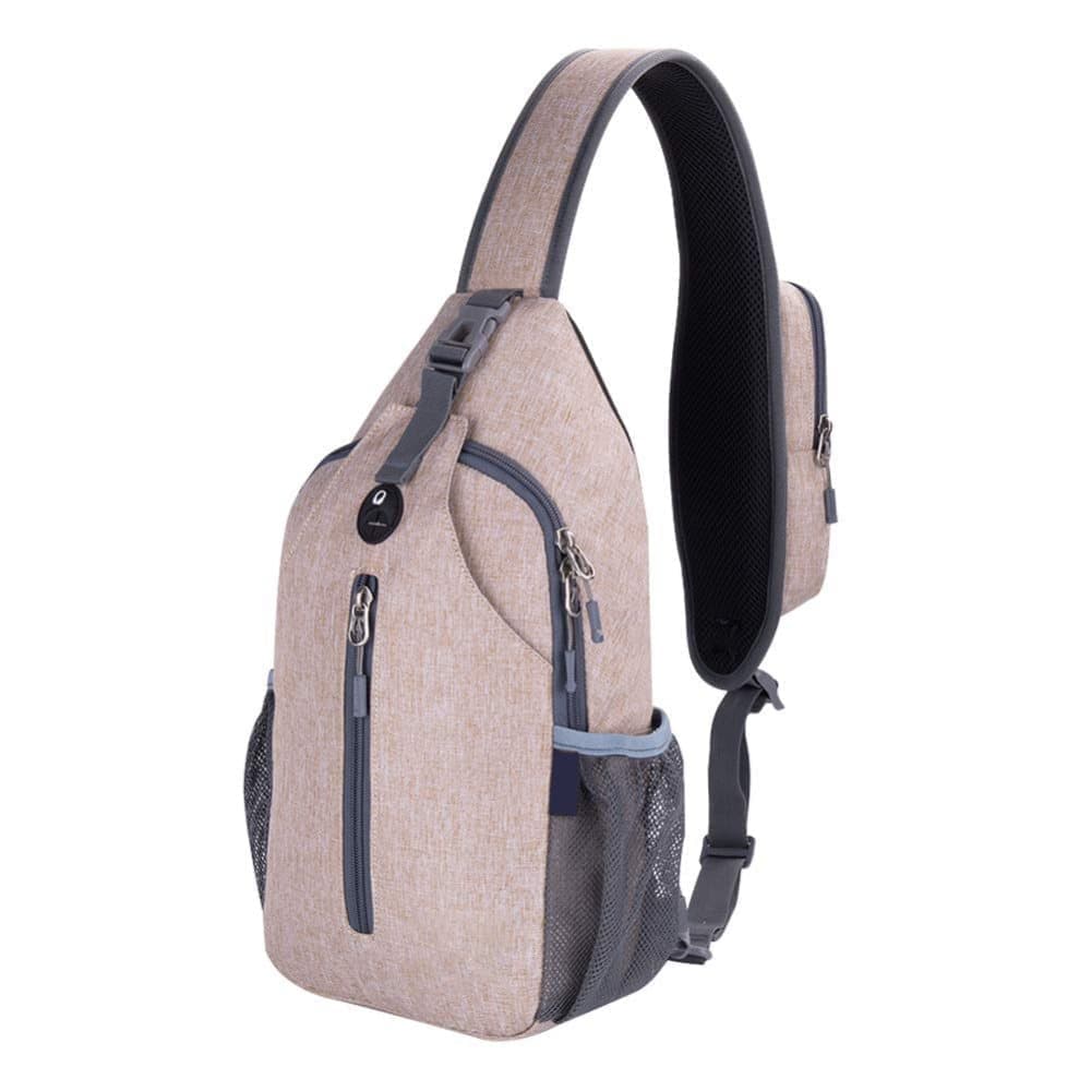 1 Crossbody Chest Backpack with Headphone Jack, Multifunctional Unisex Shoulder Bag for Hiking Travel Climbing, Pink