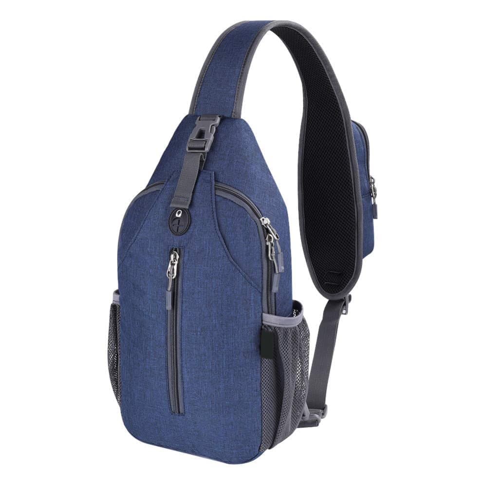 Multifunctional Shoulder Crossbody Chest Backpack with Headphone Jack, Unisex for Hiking Traveling Climbing, Dark Blue