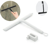 Silicone shower scraper for windows shower doors and car windows, with hook, white