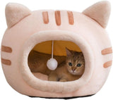 Fluffy Dog Bed Cat Bed Winter Pet House Anti-Slip, S, Pink