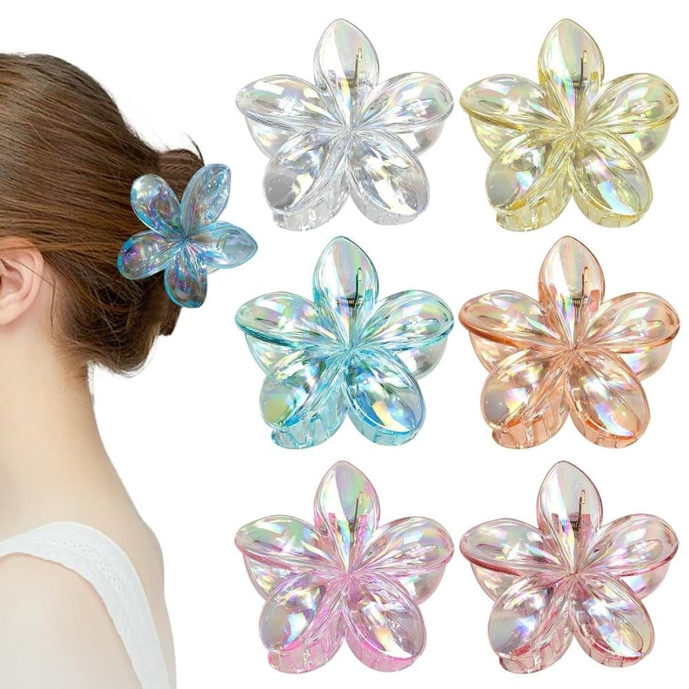 6-Pack Non-Slip Flower Hair Clips, with Flowers